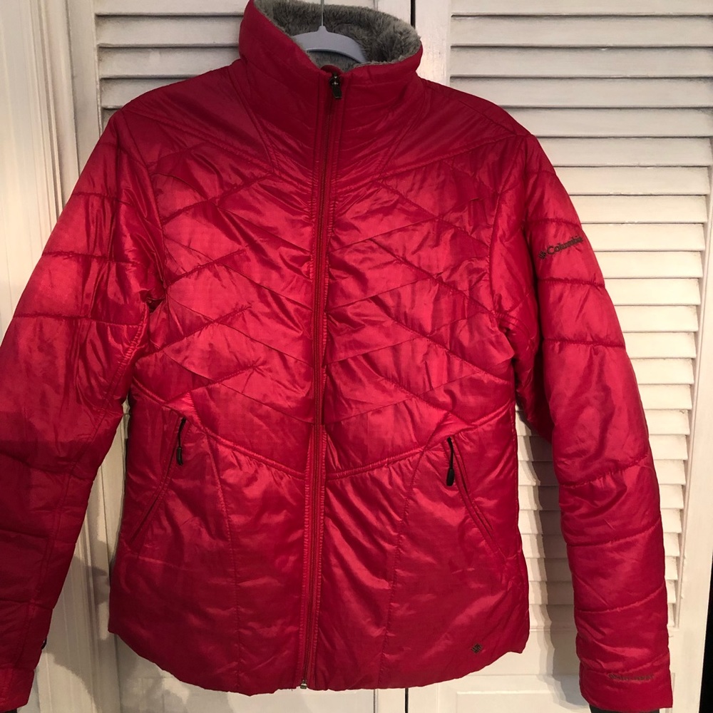 Ladies Columbia Omni Heat hot pink jacket